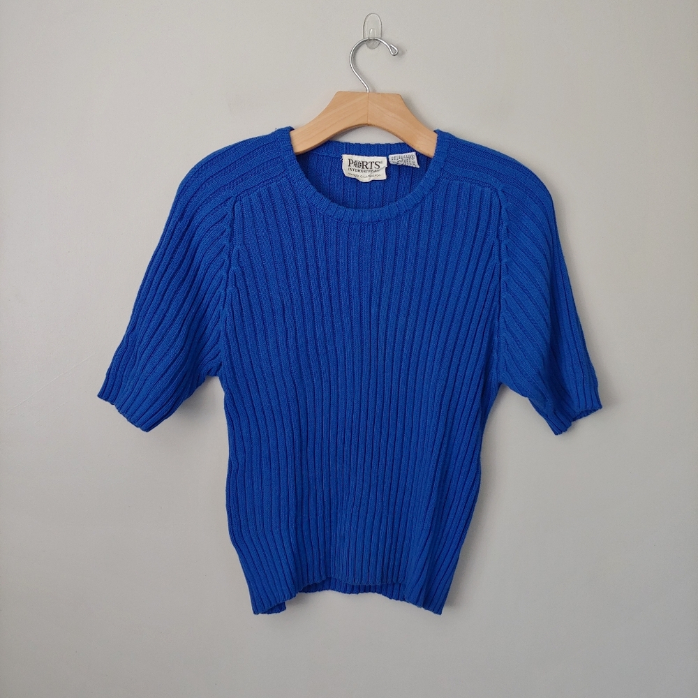 Ports 1961 Cotton Knit Crewneck Sweater Vintage Blue Size Medium